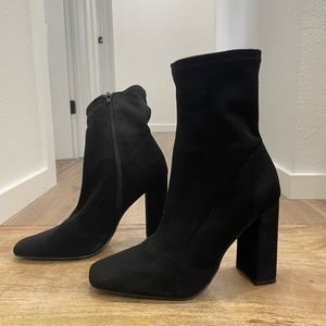 ASOS DESIGN Effect block heel sock boots